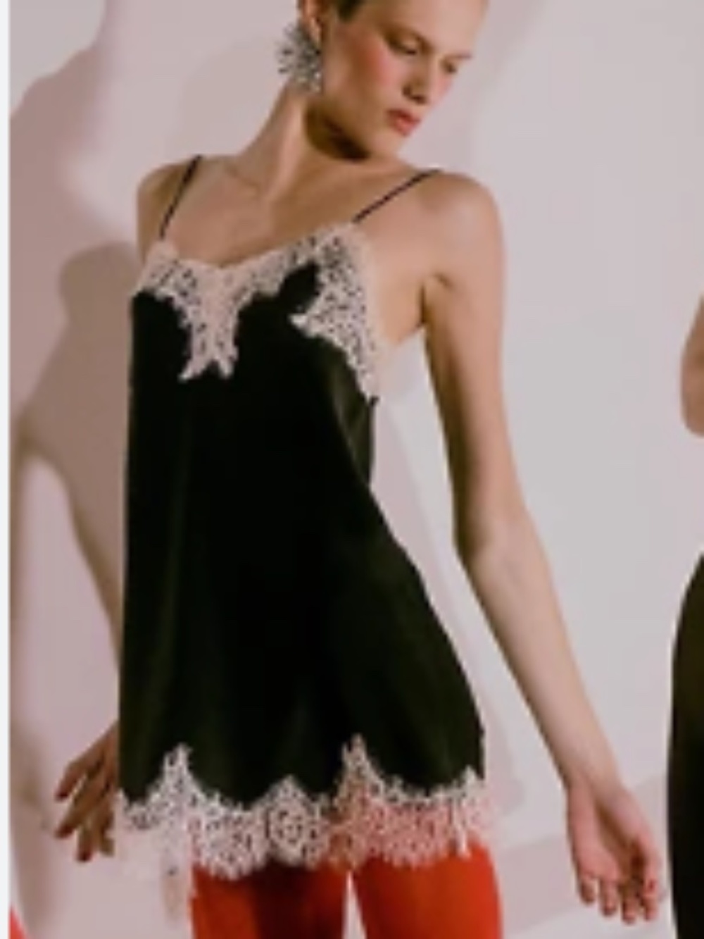 ZARA-NWT- TOP/MINI DRESS BLACK SATIN WITH CONTRAST LACE DETAIL ZW COLLECTION